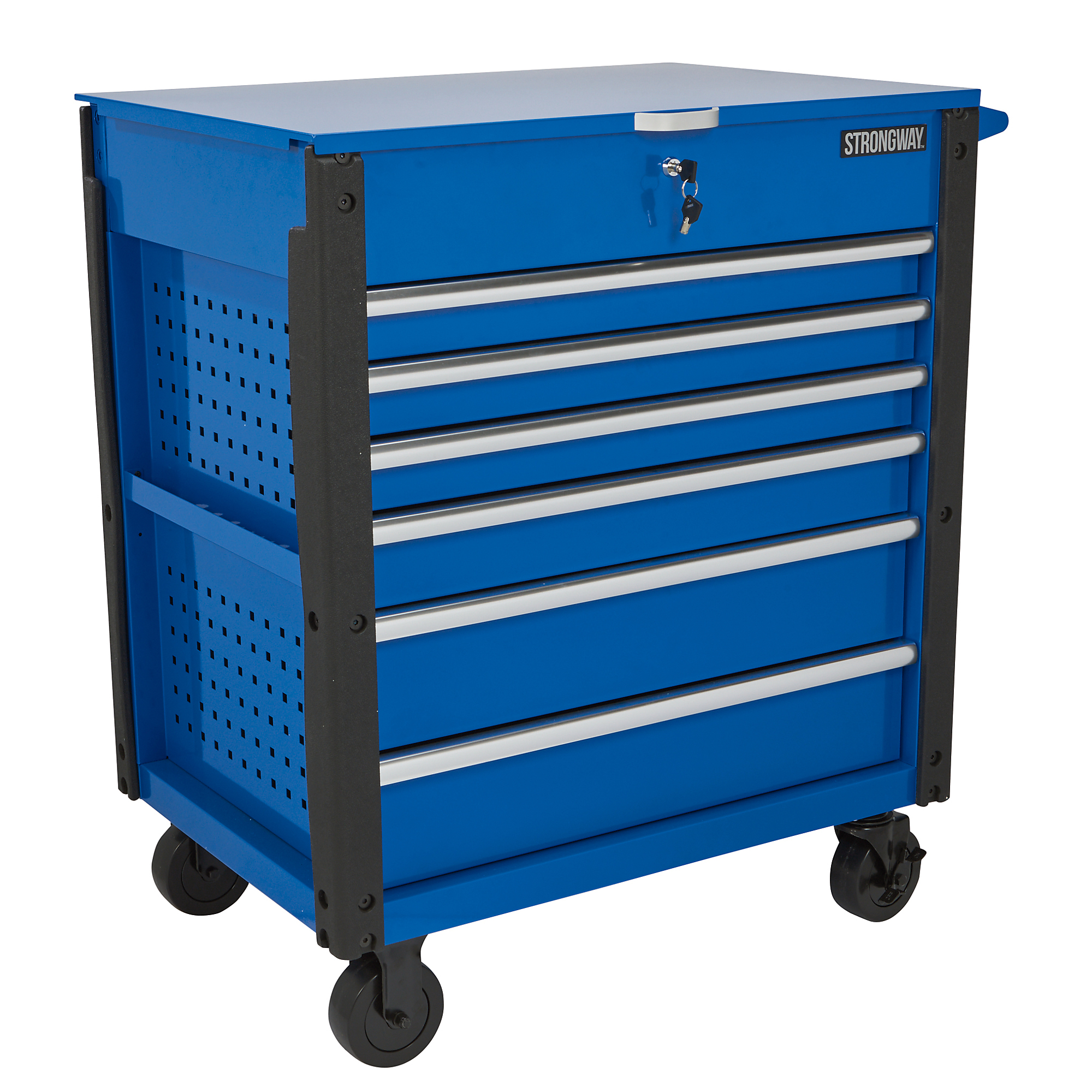 Strongway 34in. Tool Cart with 6 Drawers, 1000-Lb. Capacity, 5in. Casters, Locking Top
